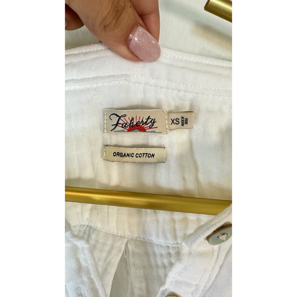 Faherty Isha Top XS White Organic Cotton Gauze Coastal Beachy - Picture 4 of 8